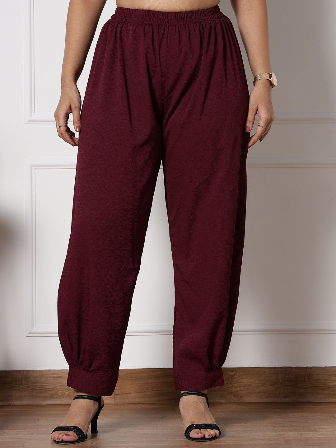 

LetsDressUp Women Burgundy Textured Afghani Salwar