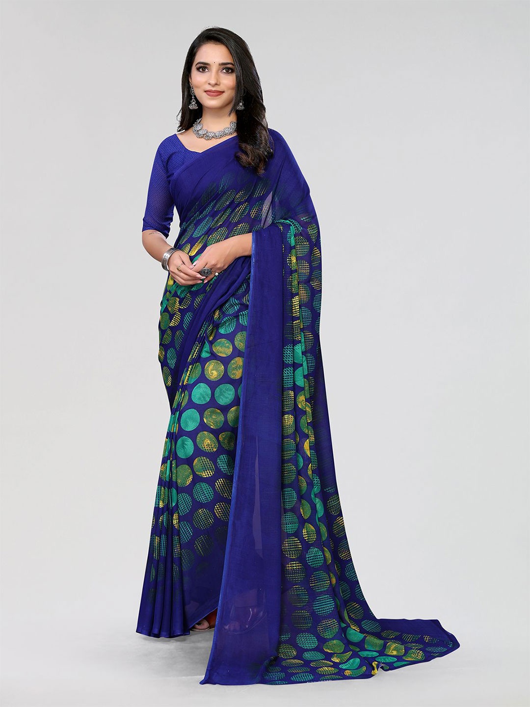 

Moda Rapido Poly Georgette Saree, Blue