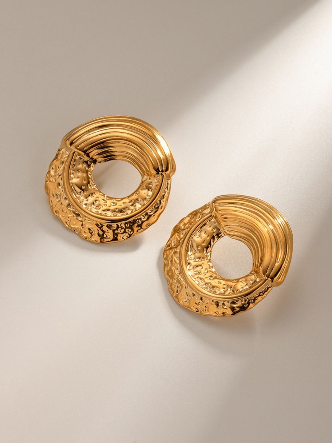 

PALMONAS 18KT Gold Plated Stainless Steel Contemporary Studs Earrings