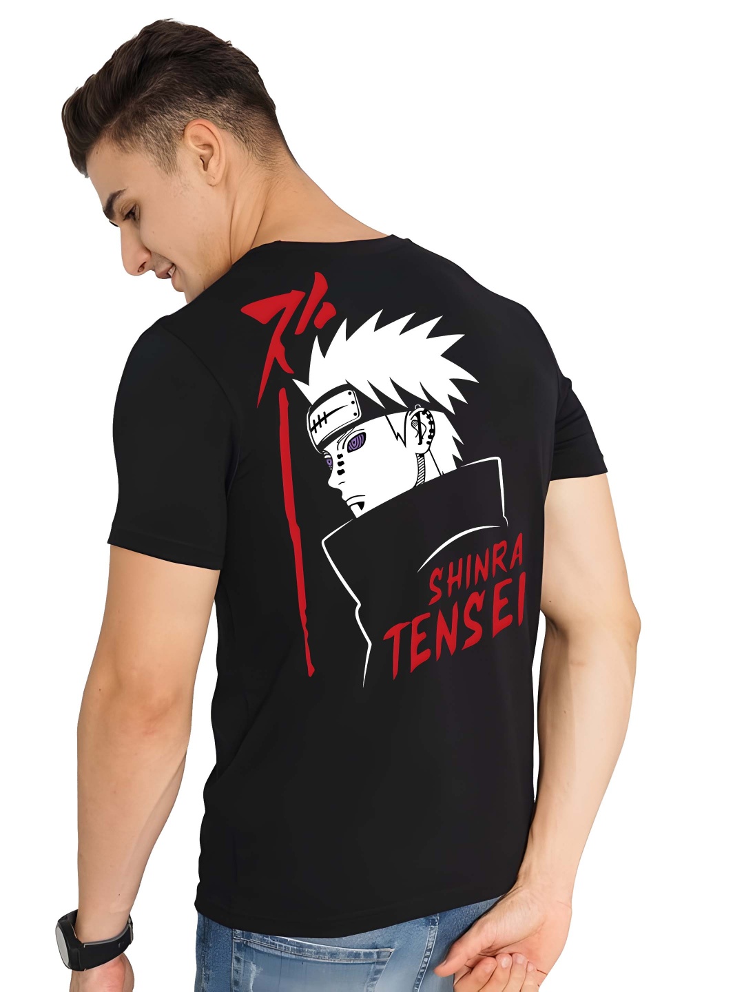 

Moda Rapido Men Graphic Printed Round Neck Pure Cotton T-shirt, Black