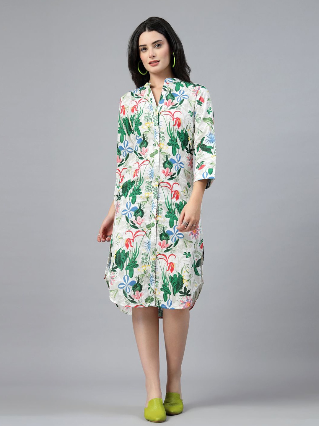 

JEFF COOPER Women Floral Print A-Line Dress, White