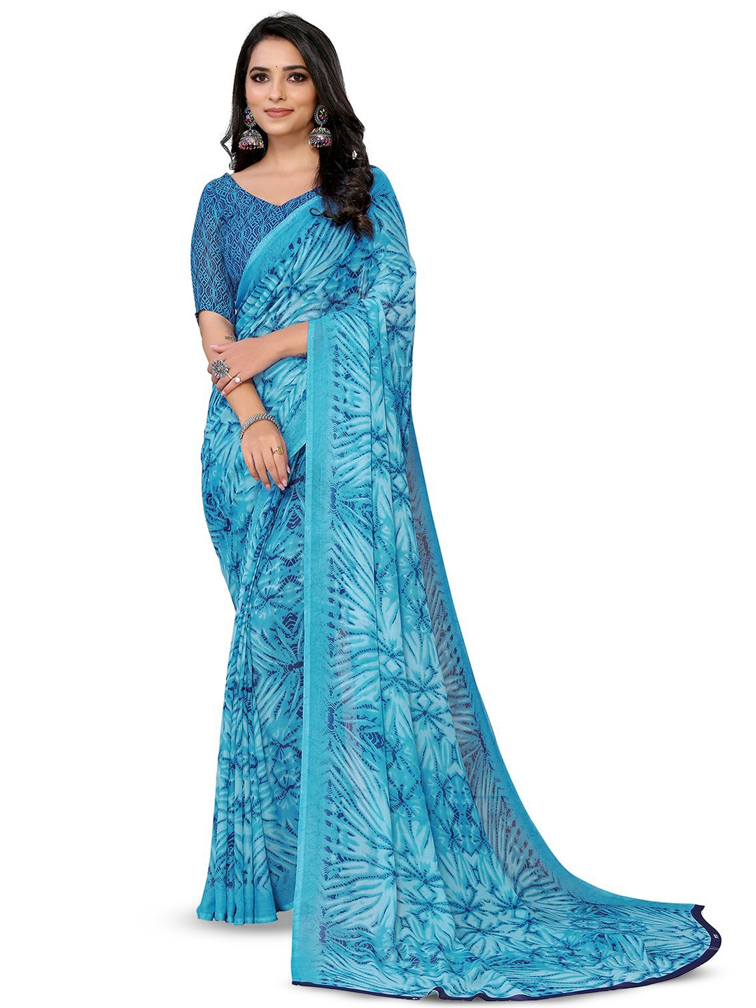 

Moda Rapido Floral Printed Saree, Blue