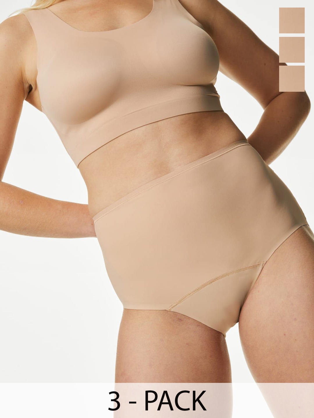 

Marks & Spencer Women Pack Of 3 Anti Microbial Heavy Absorbency Period Briefs, Nude