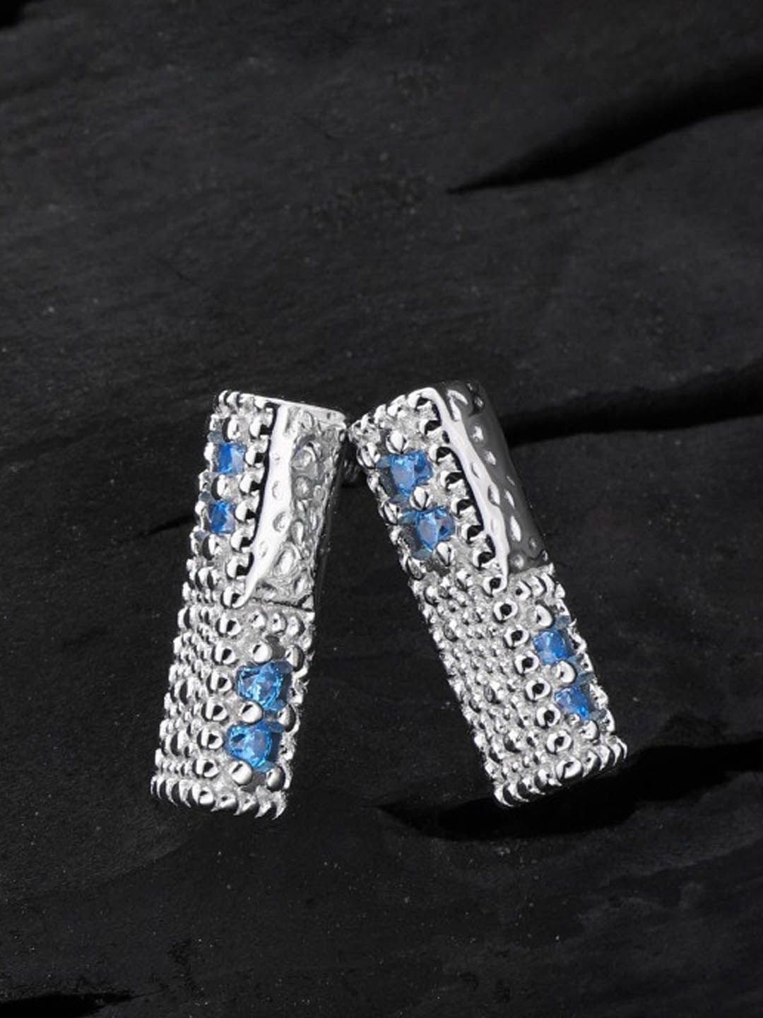 

StyleCast Elegant Silver-Plated Artificial Stones & Beaded Geometric Shaped Drop Earrings