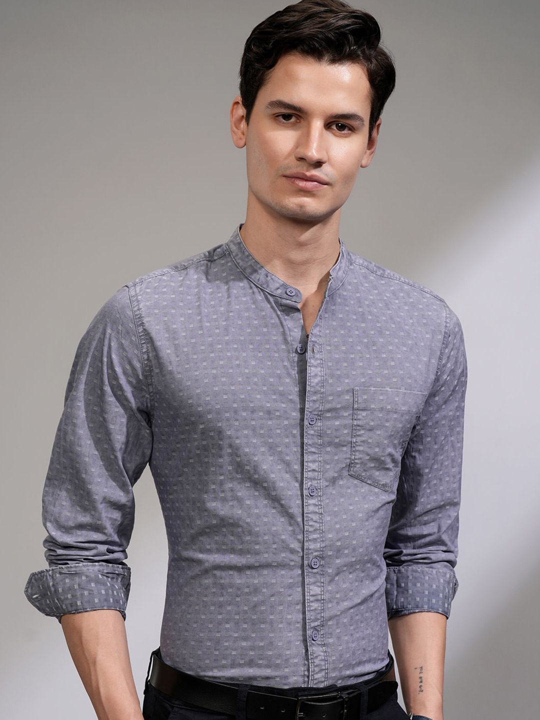 

HIGHLANDER Men Slim Fit Opaque Casual Shirt, Blue