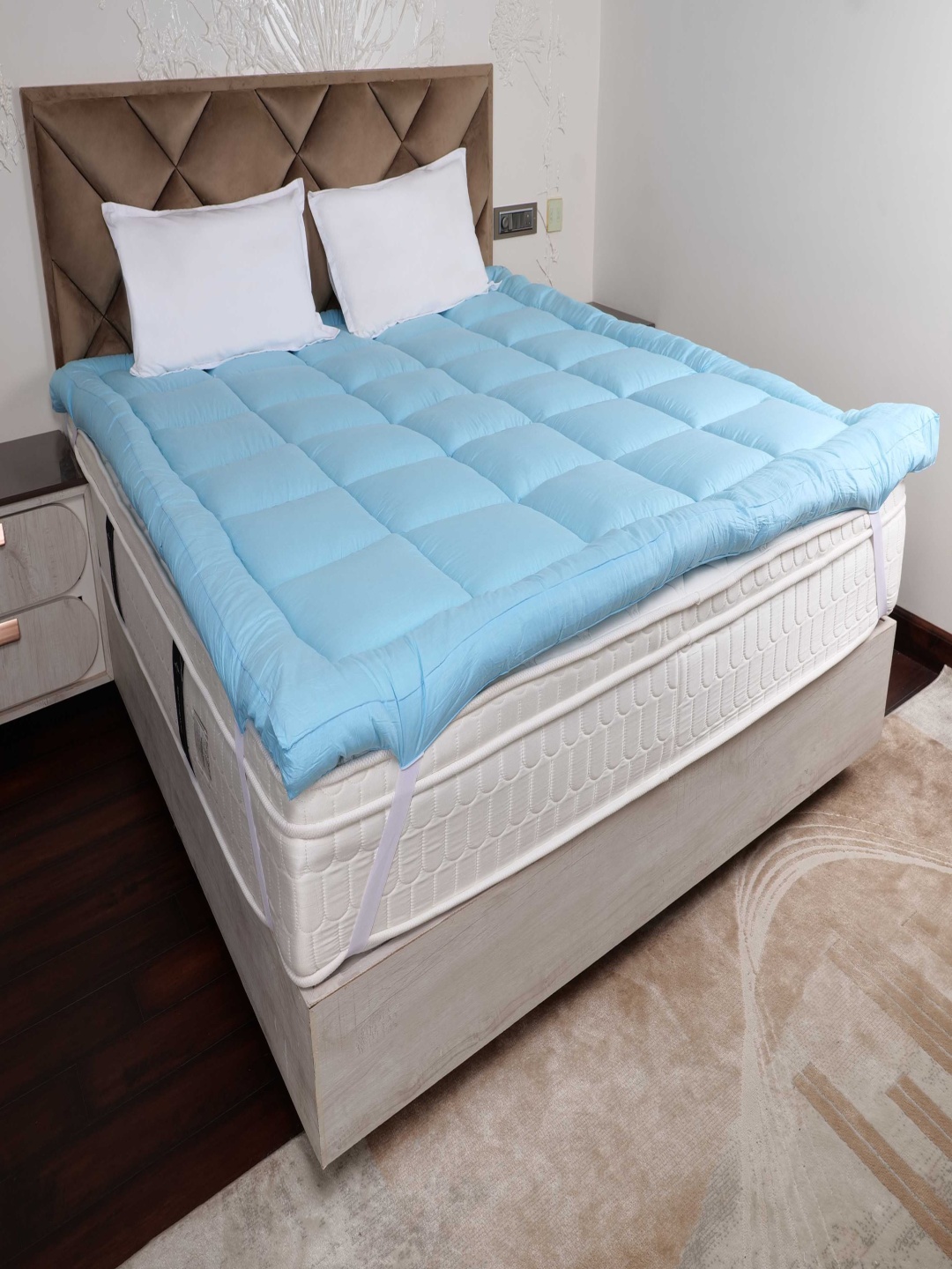 

AJISH Blue Single Cotton Breathable Mattress Protector