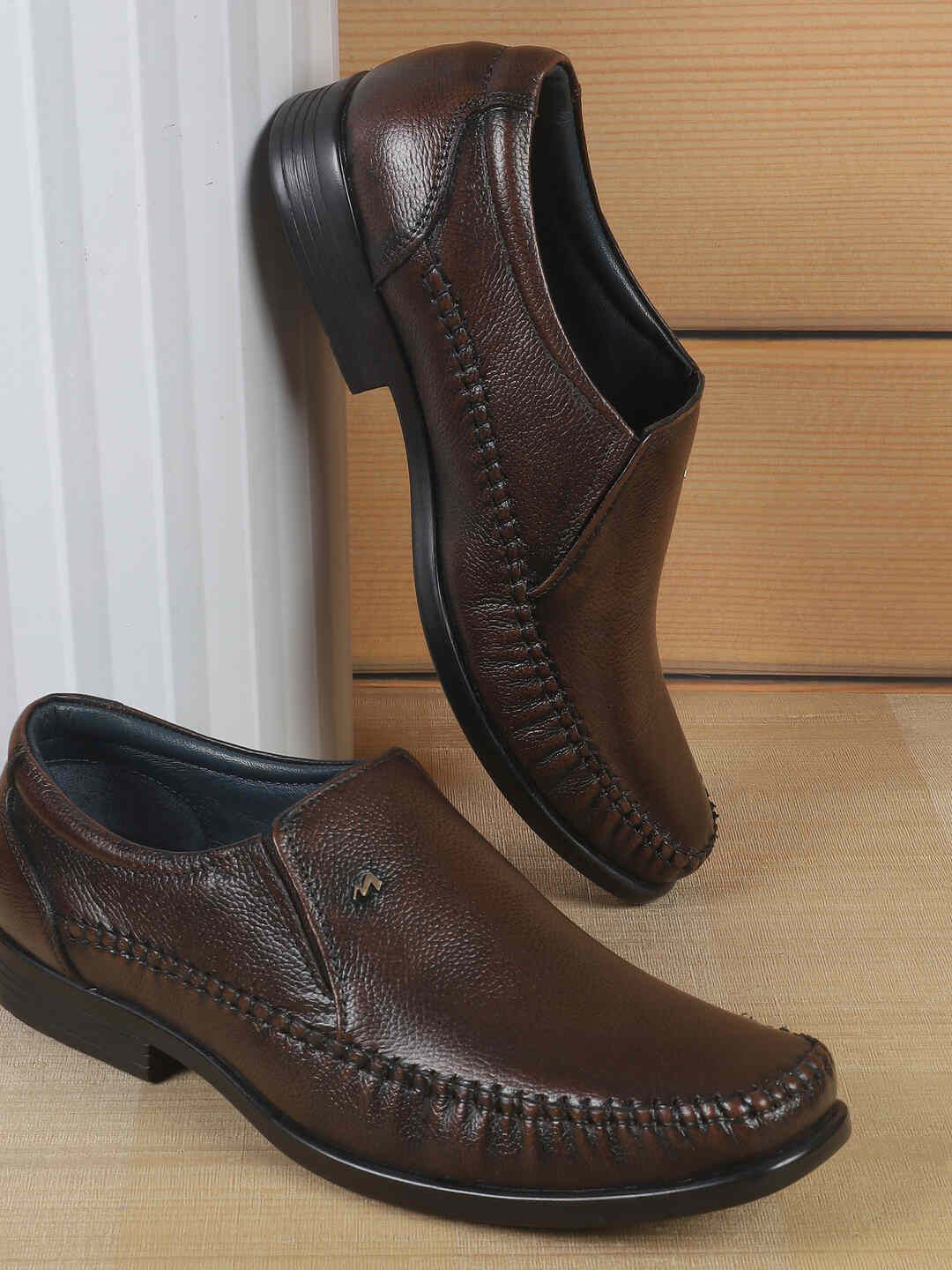 

Metro Men Leather Formal Slip-On Shoes, Brown