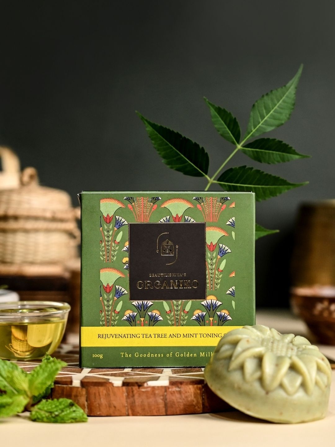 

Organiko Donkey Milk Rejuvenating Tea Tee And Mint Toning Soap- 100 g, Green