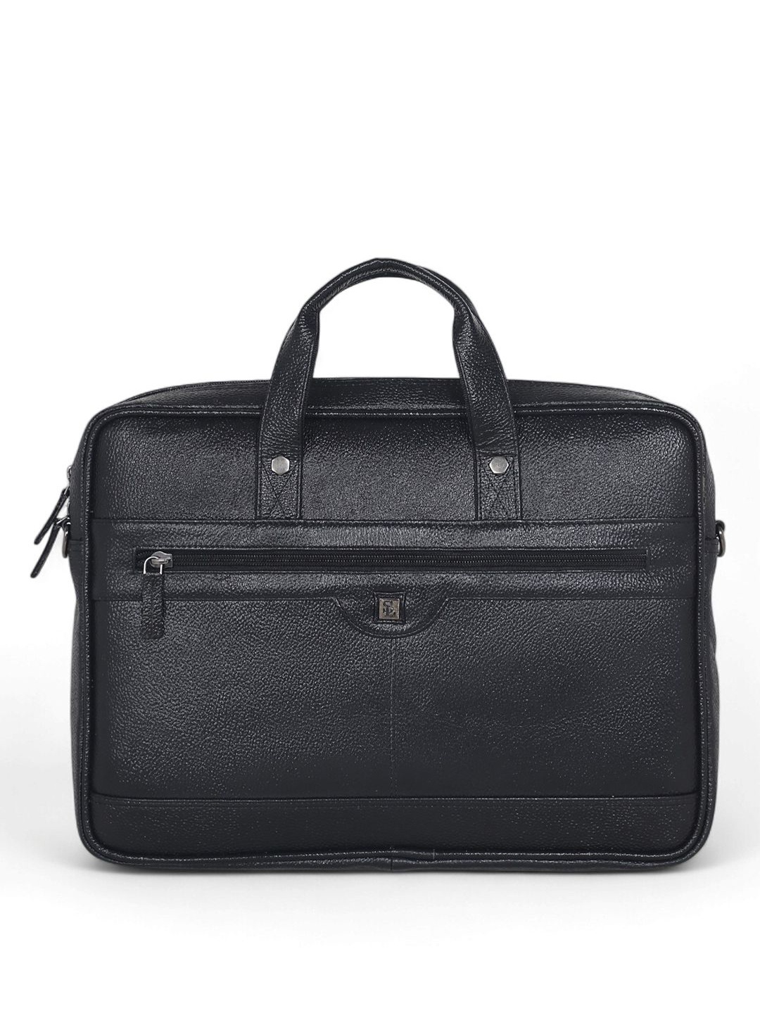 

Stamp Unisex Leather Laptop Bag, Black