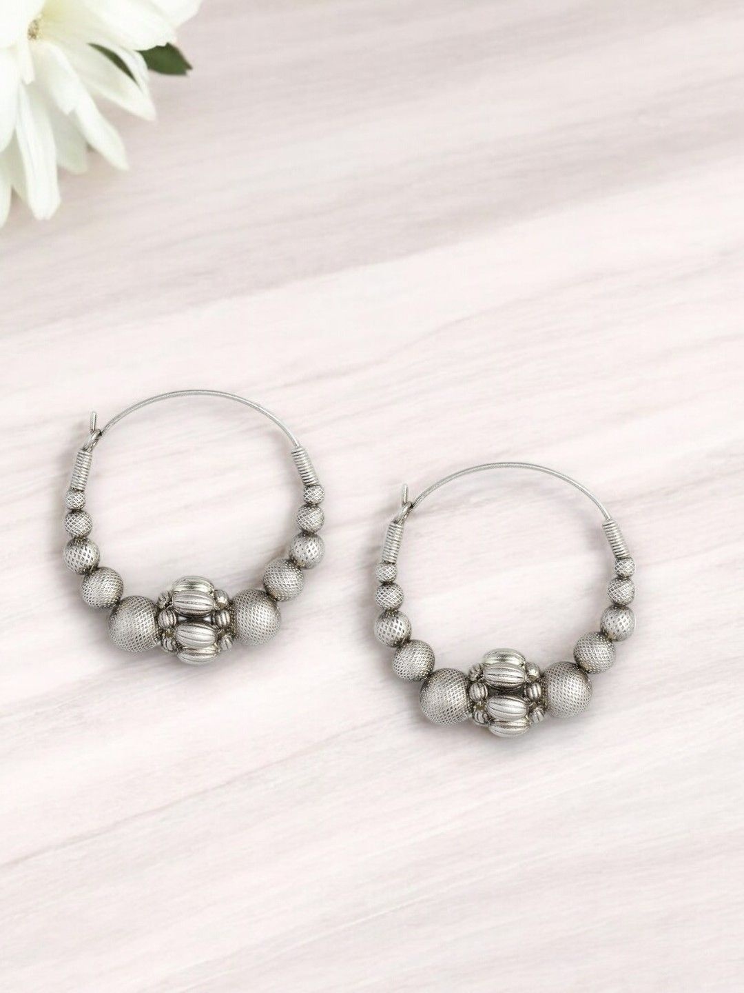 

Sangria Silver-Plated Circular Shaped Hoop Earrings