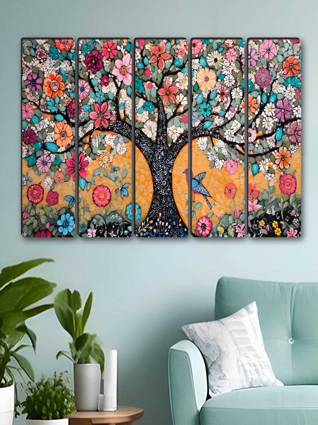 

Aura Yellow & Green 5 Piece Synthetic Wood Floral and Botanical Wall Paintings