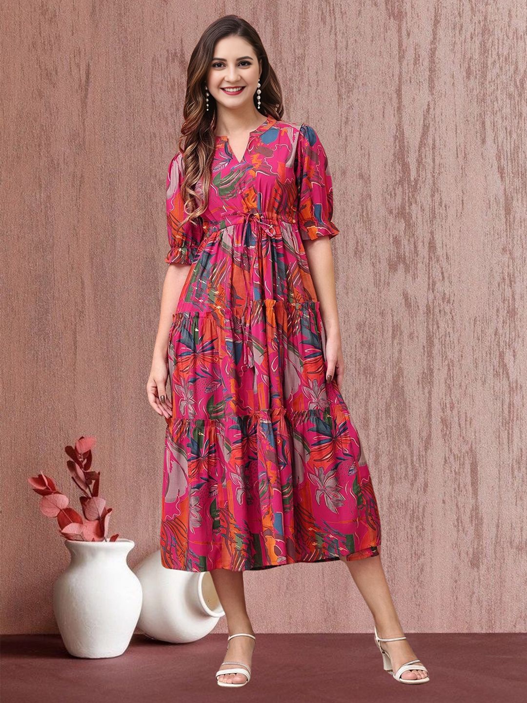 

STARWORD Peter Pan Collar Fit & Flare Dress, Pink