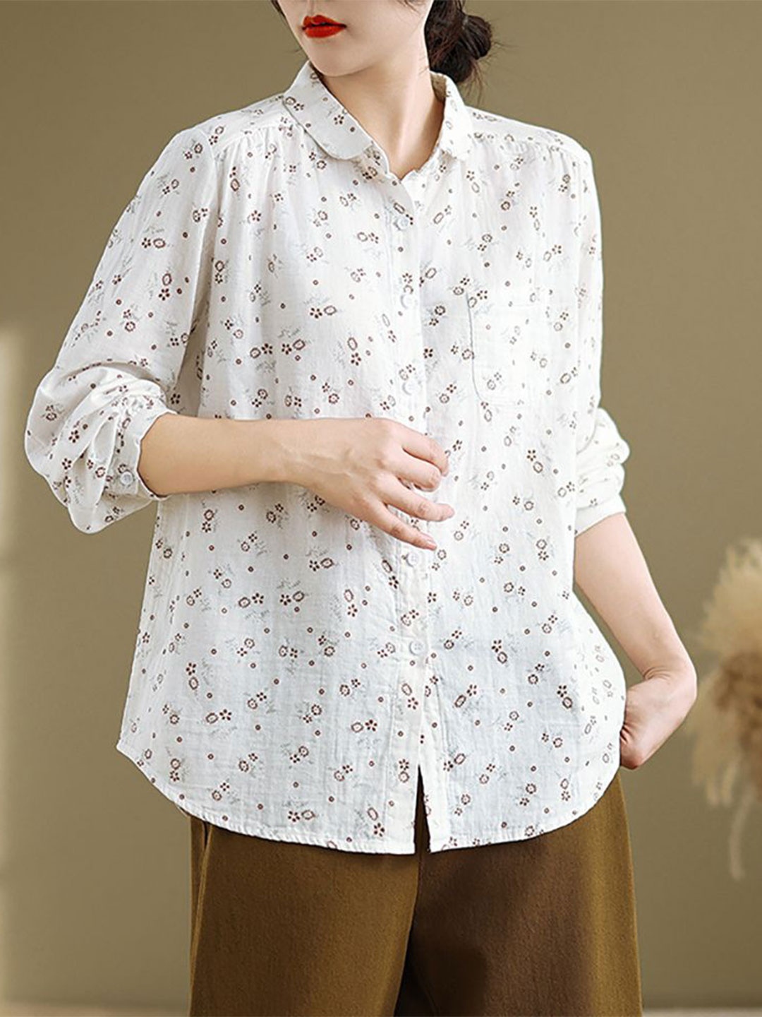 

StyleCast x Revolte Women Boxy Opaque Printed Casual Shirt, White