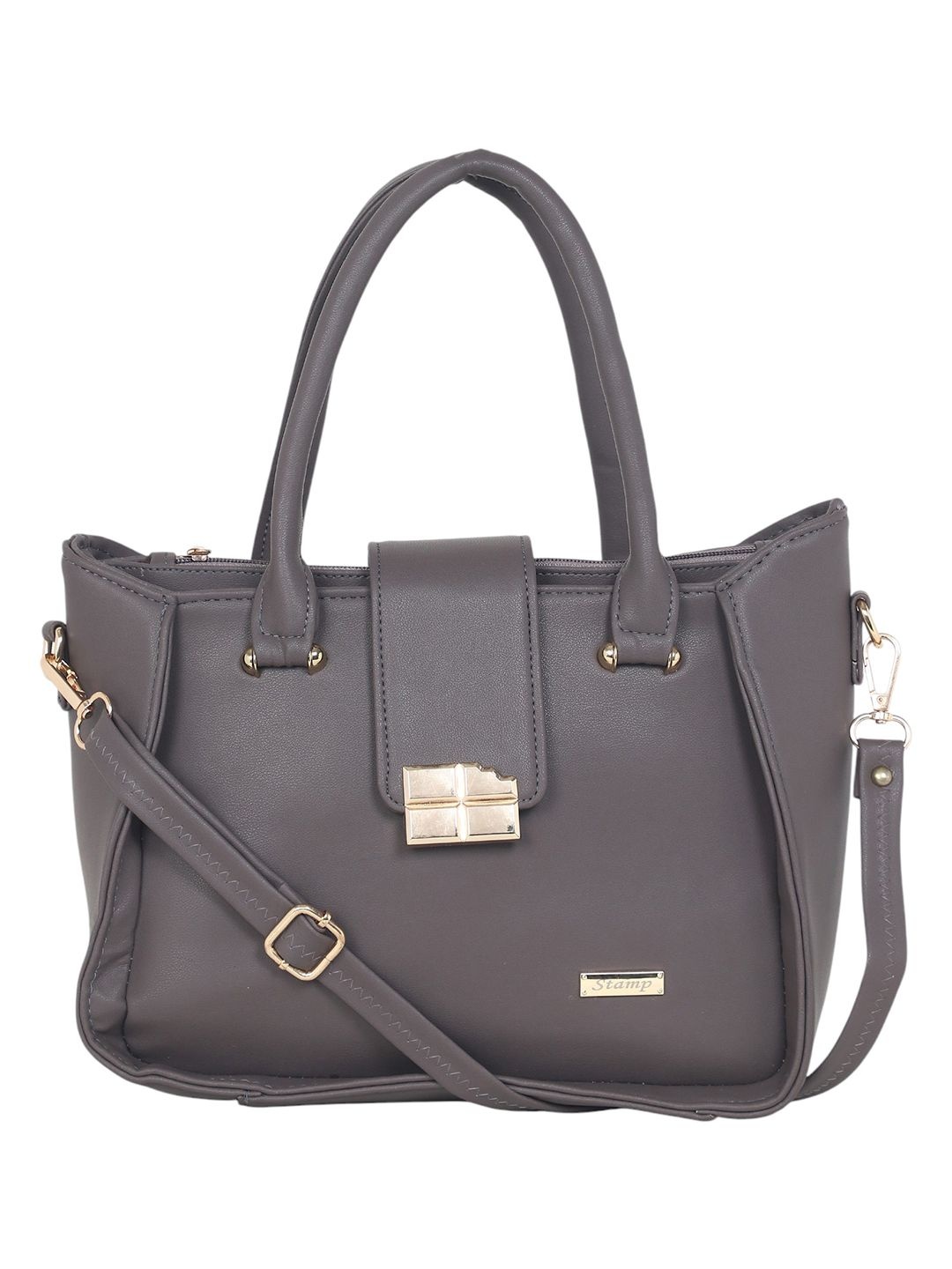 

Stamp Women Solid Structured Handheld Bag, Grey