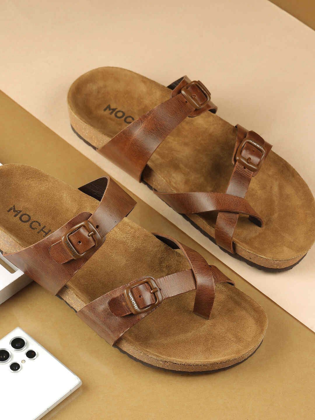 

Mochi Men Leather Comfort Sandals, Tan