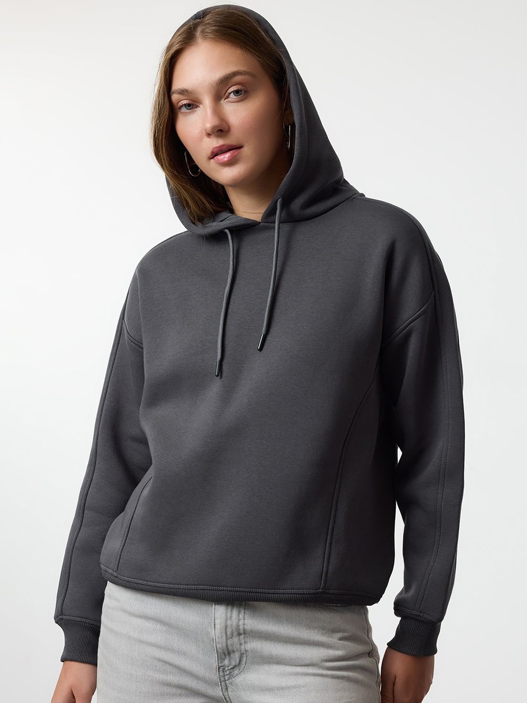 

Trendyol Women Hooded Sweatshirt, Grey