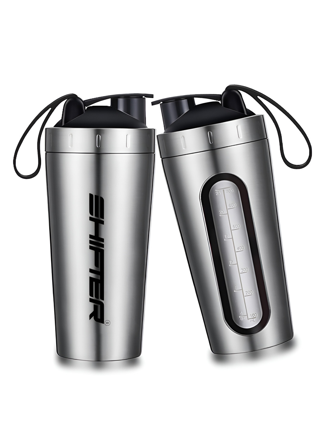 

SHIFTER Silver-Toned Brand Logo Printed Stainless Steel Shaker Water Bottle-700 ml Each