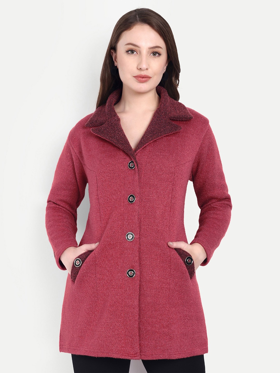 

HAUTEMODA Women Lapel Collar Cardigan, Pink