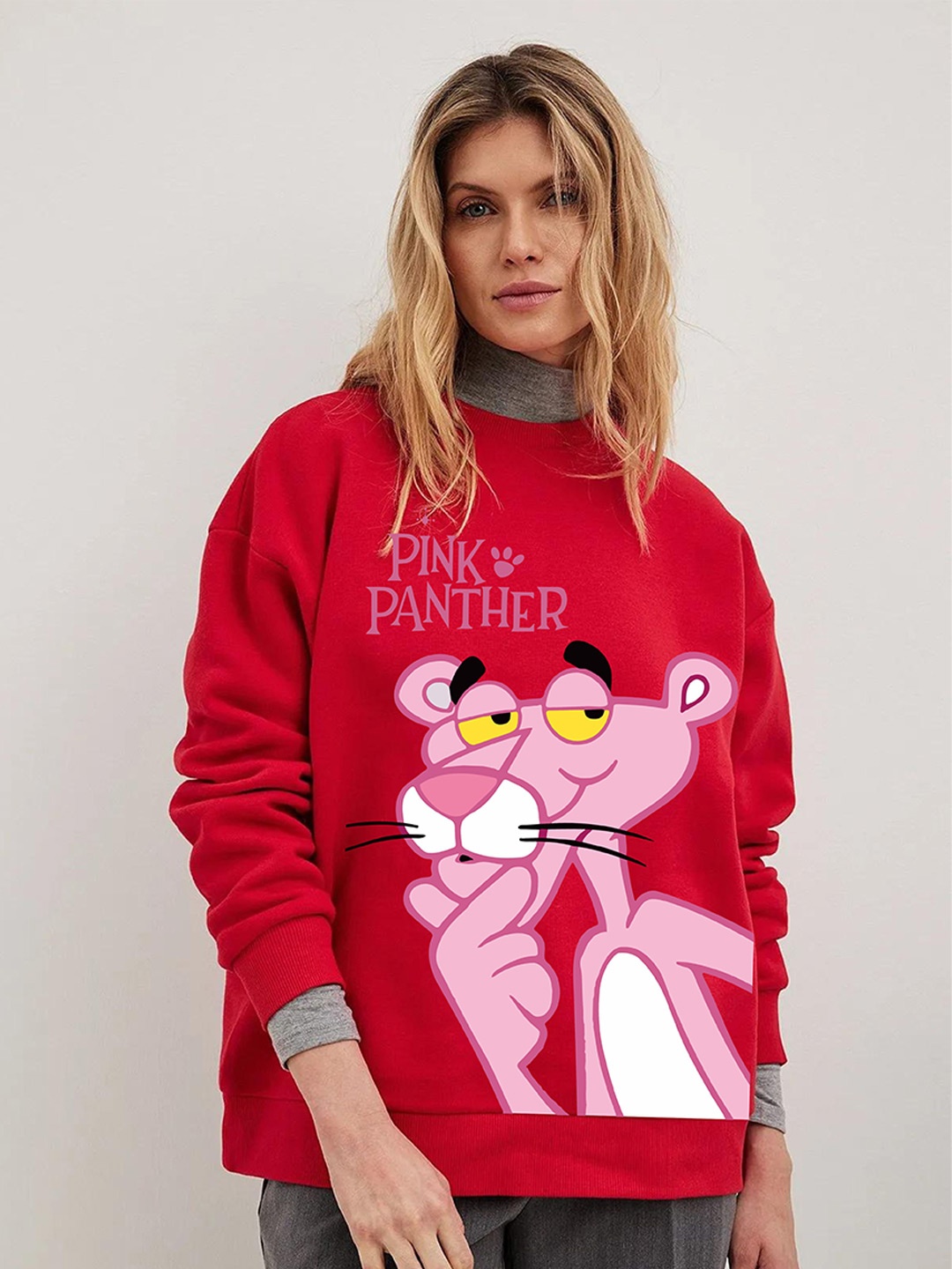 

RAYACLOSET Women Printed Sweatshirt, Red
