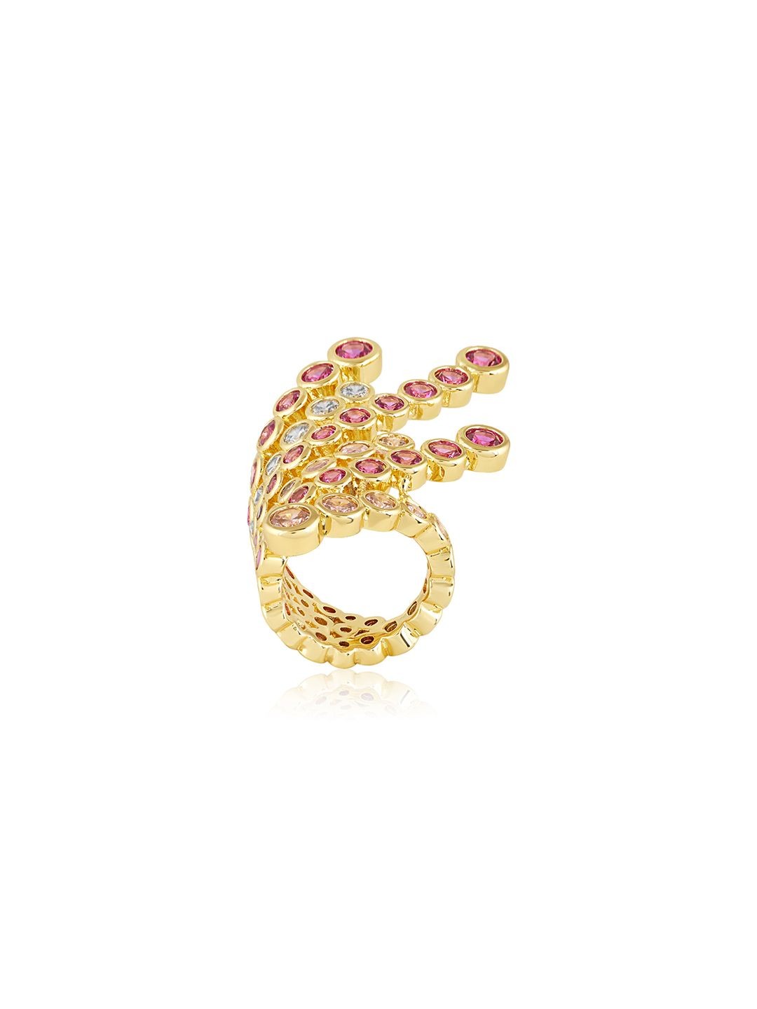 

Isharya Red 18Kt Gold Plated Crystal Studded Galaxy Ring