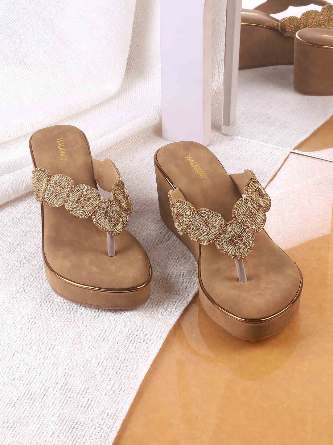 

WALKWAY by Metro Embellished Flatform with, Gold