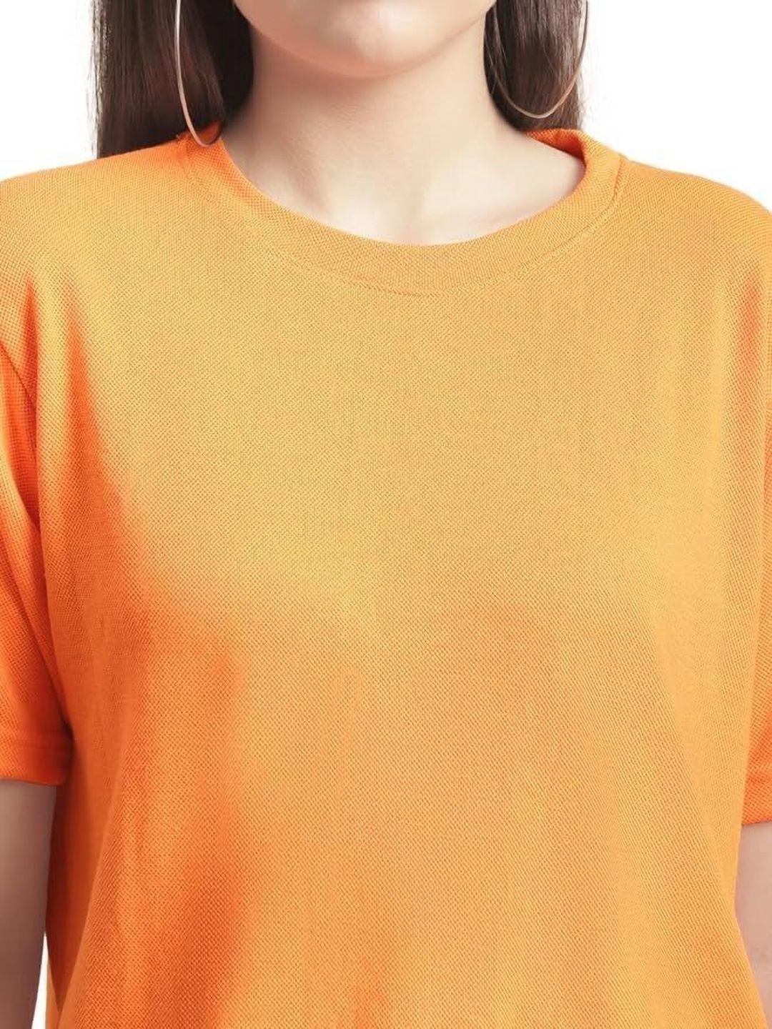 

NOTWILD Women Pack Of 2 Solid Round Neck Cotton Relaxed Fit T-shirts, Orange