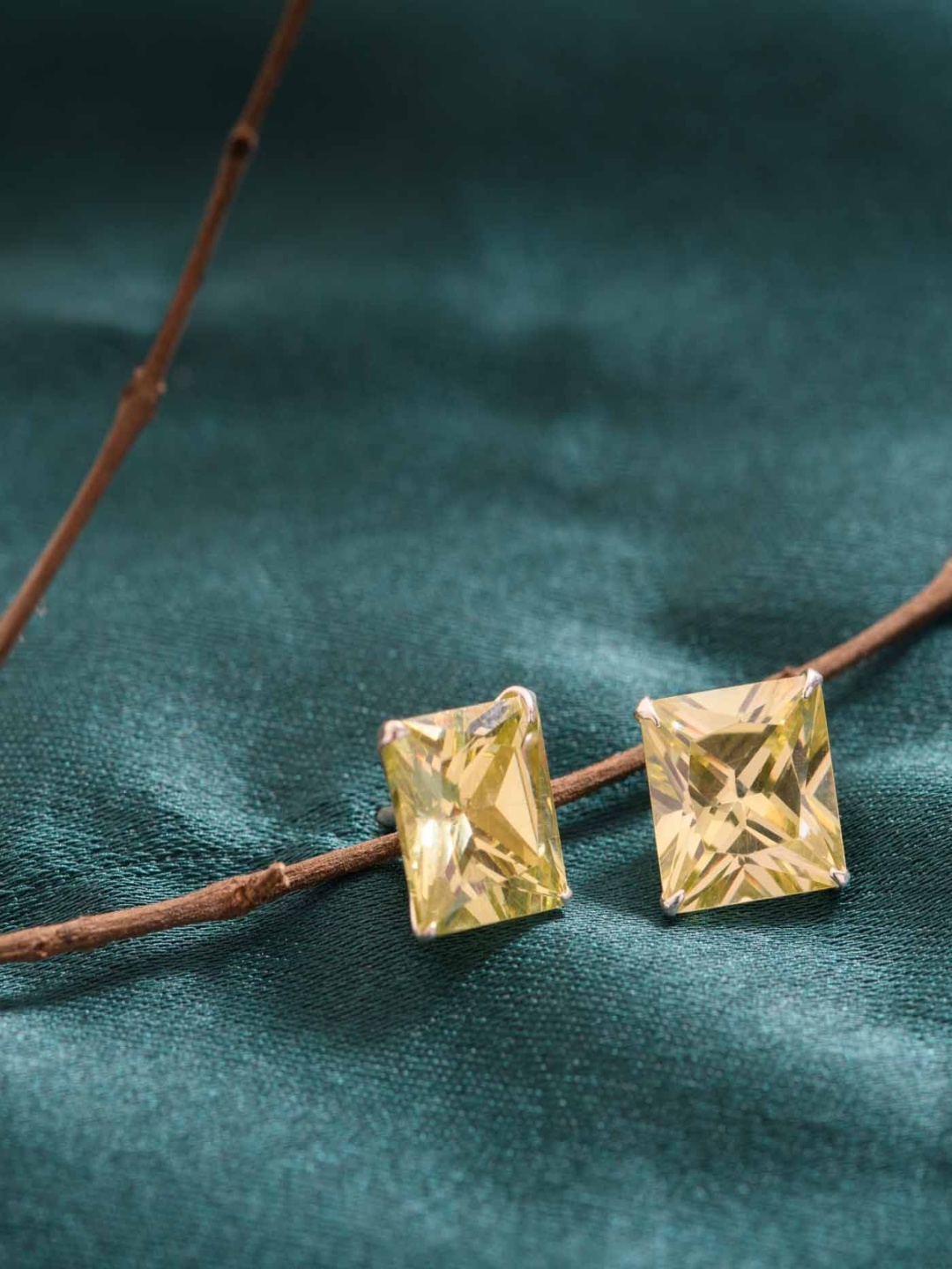 

Gargi by P. N. Gadgil & Sons 925 Sterling Silver Square Shaped Studs, Yellow