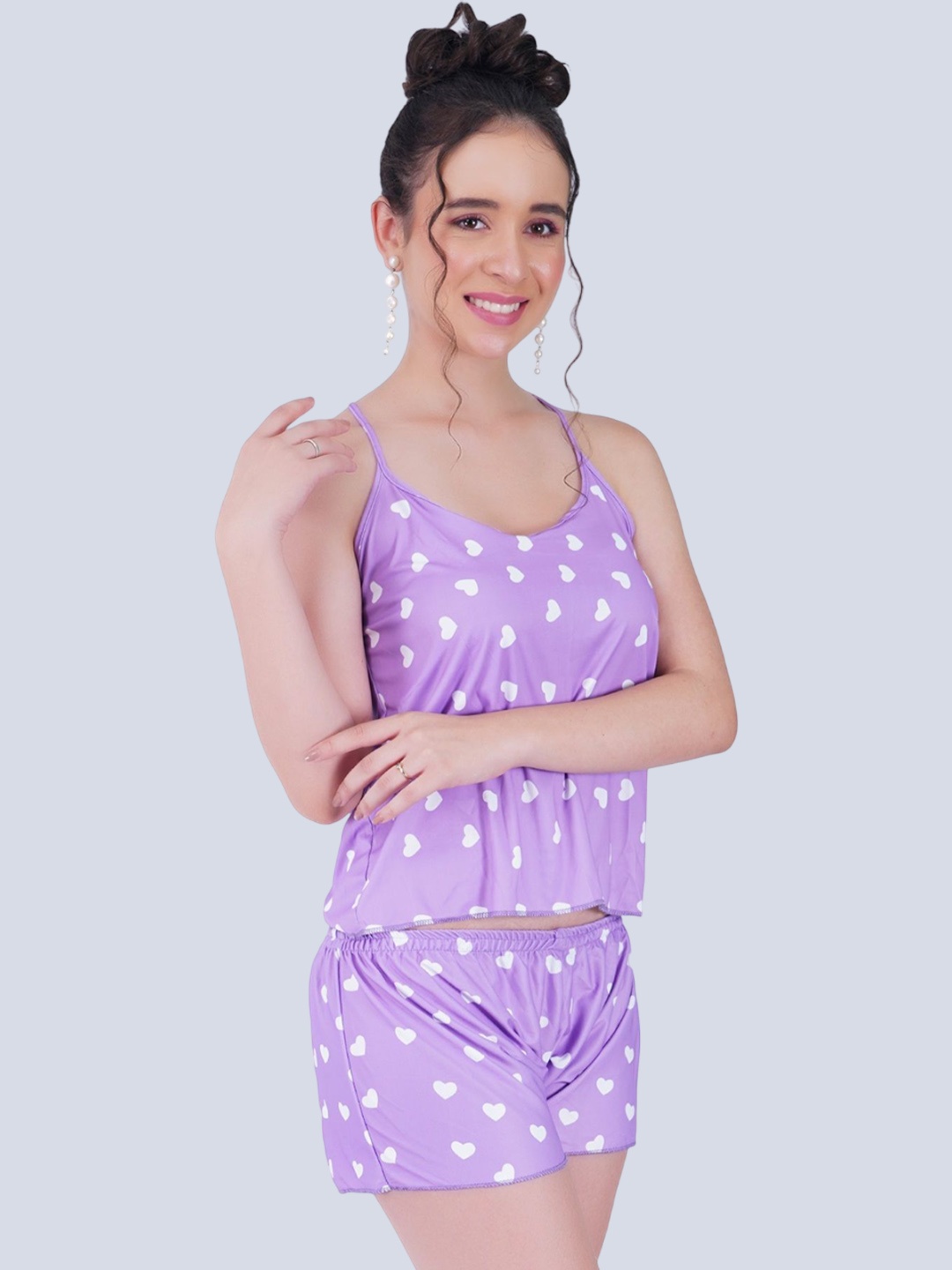 

SSoShHub Women Printed Night suit, Purple