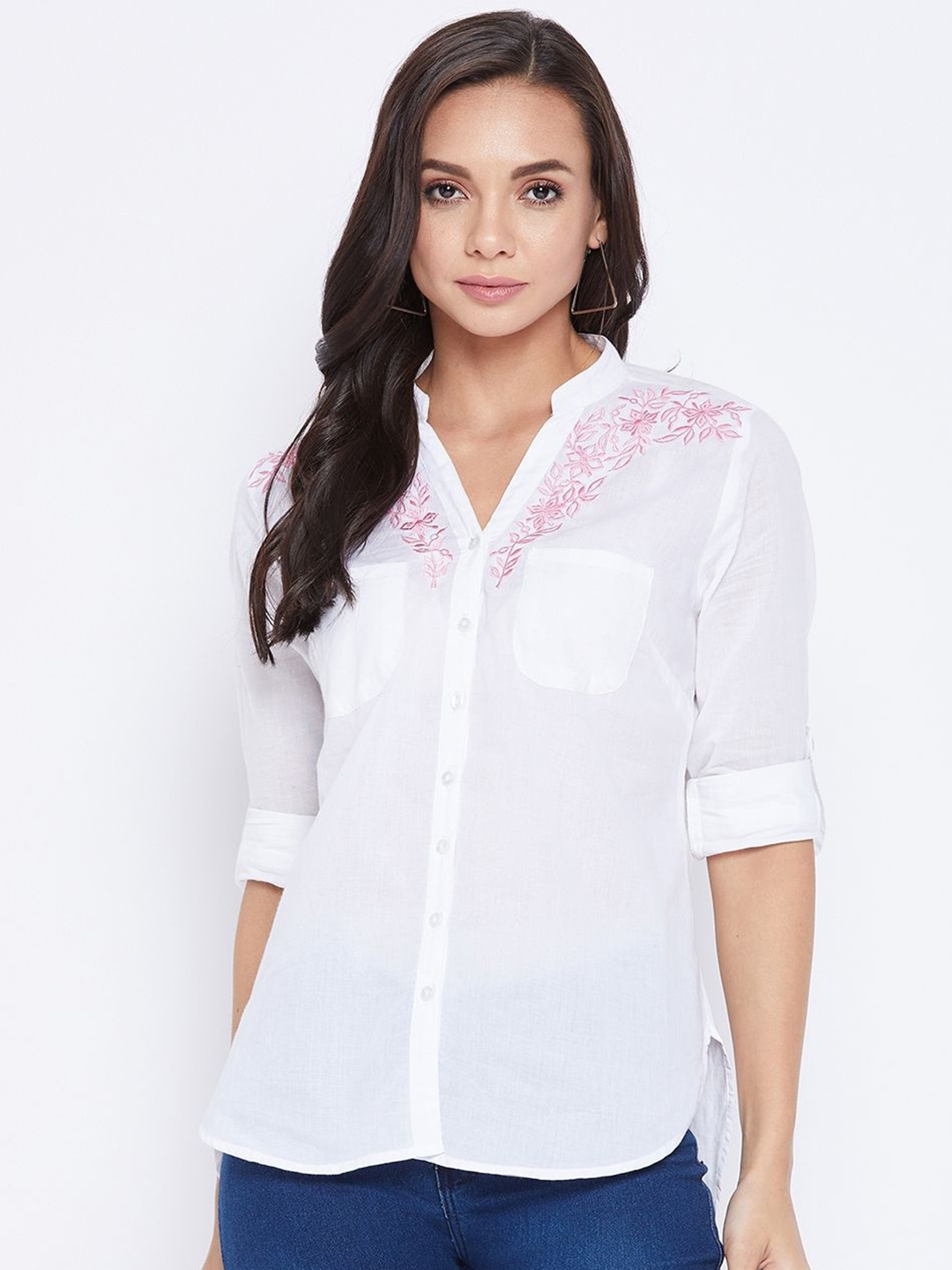 

Ruhaans Women Classic Opaque Casual Shirt, White