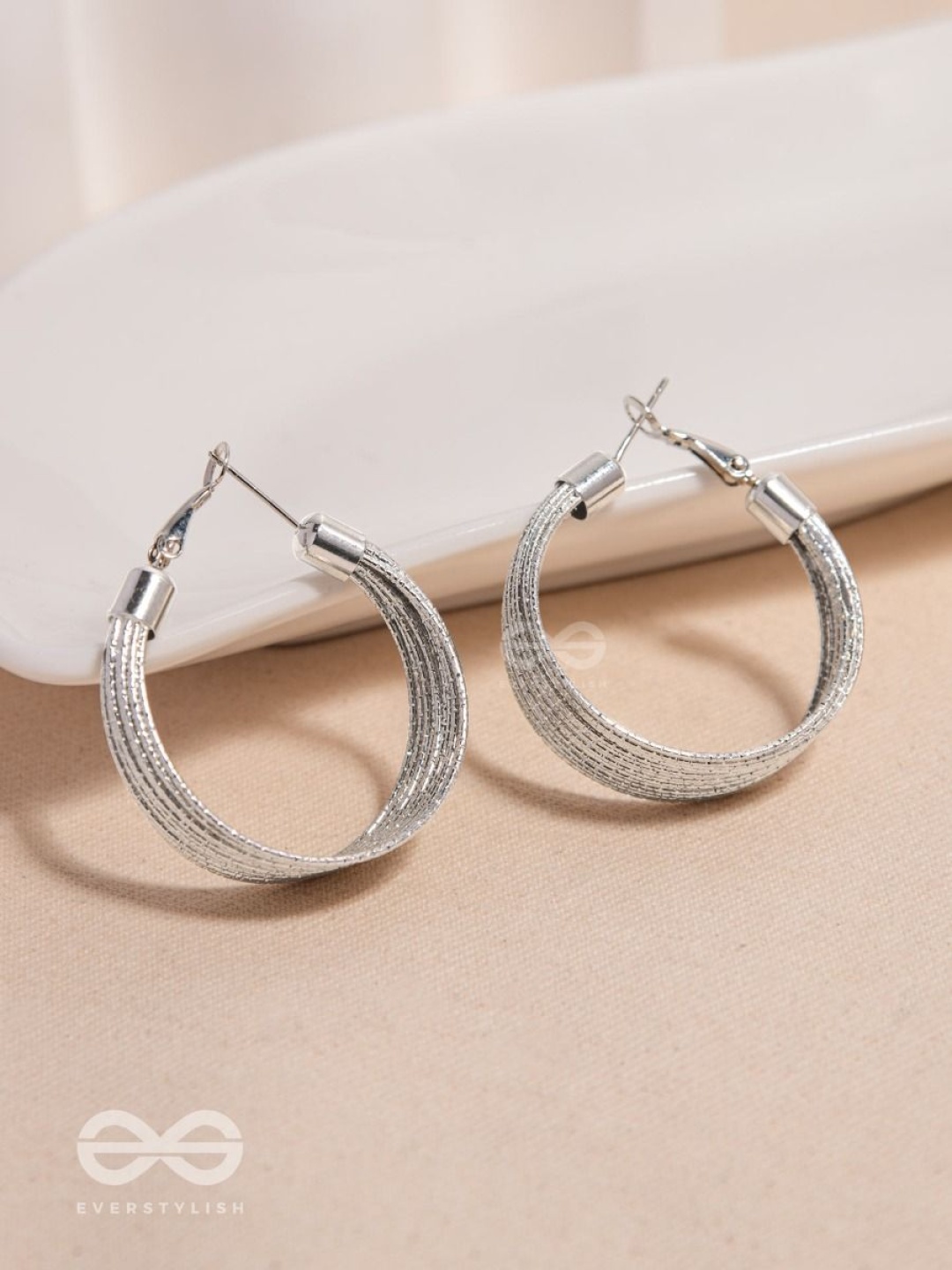 

EVERSTYLISH Spiral Strands Circular Hoop Earrings, Silver
