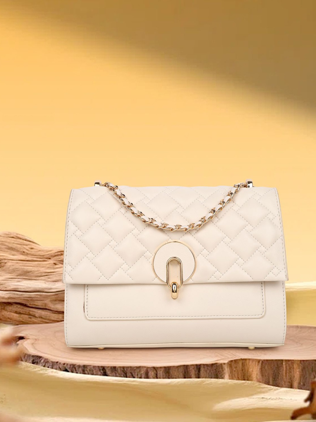 

MAGNOLIA PU Sling Bag with Quilted, Beige