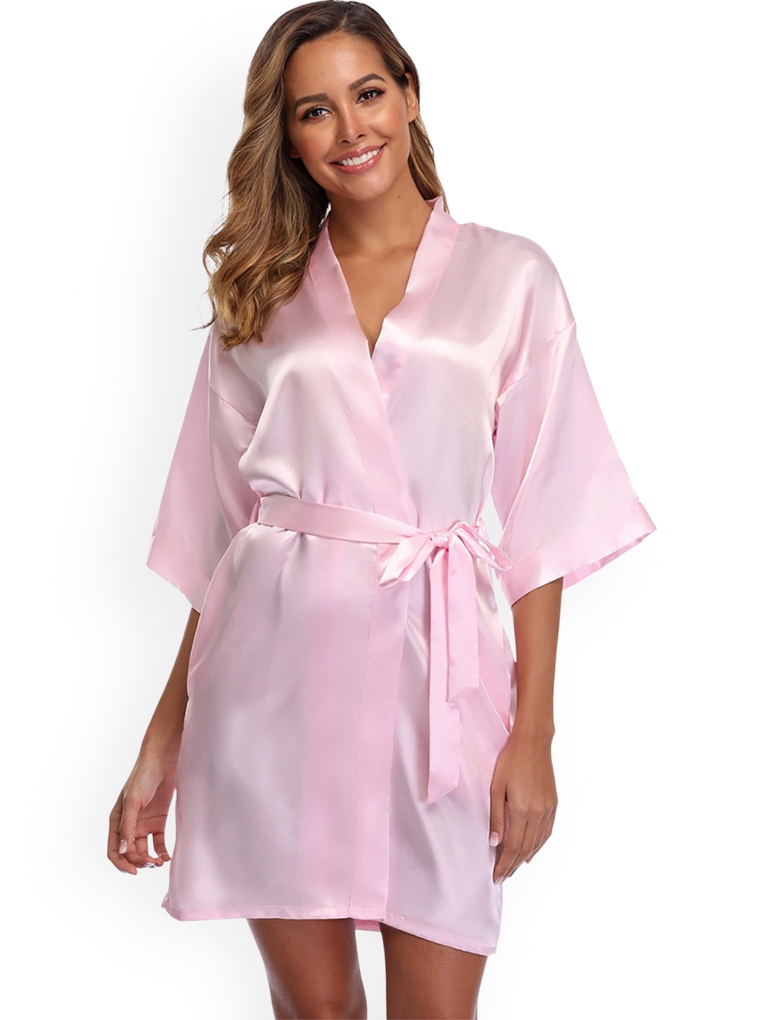 

SSoShHub Satin V Neck Robe, Pink
