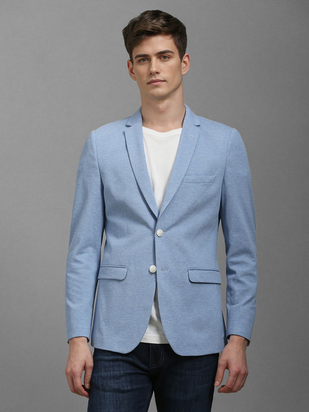 

Louis Philippe Sport Self Design Single-Breasted Formal Blazer, Blue