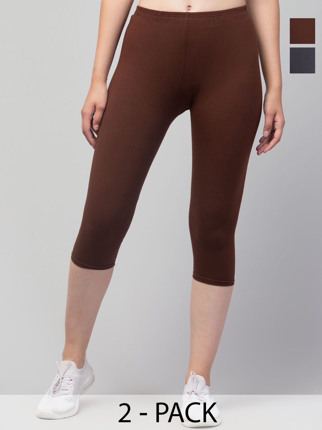 

CKARFE Pack of 2 Women Cotton Skinny Fit Tights, Brown