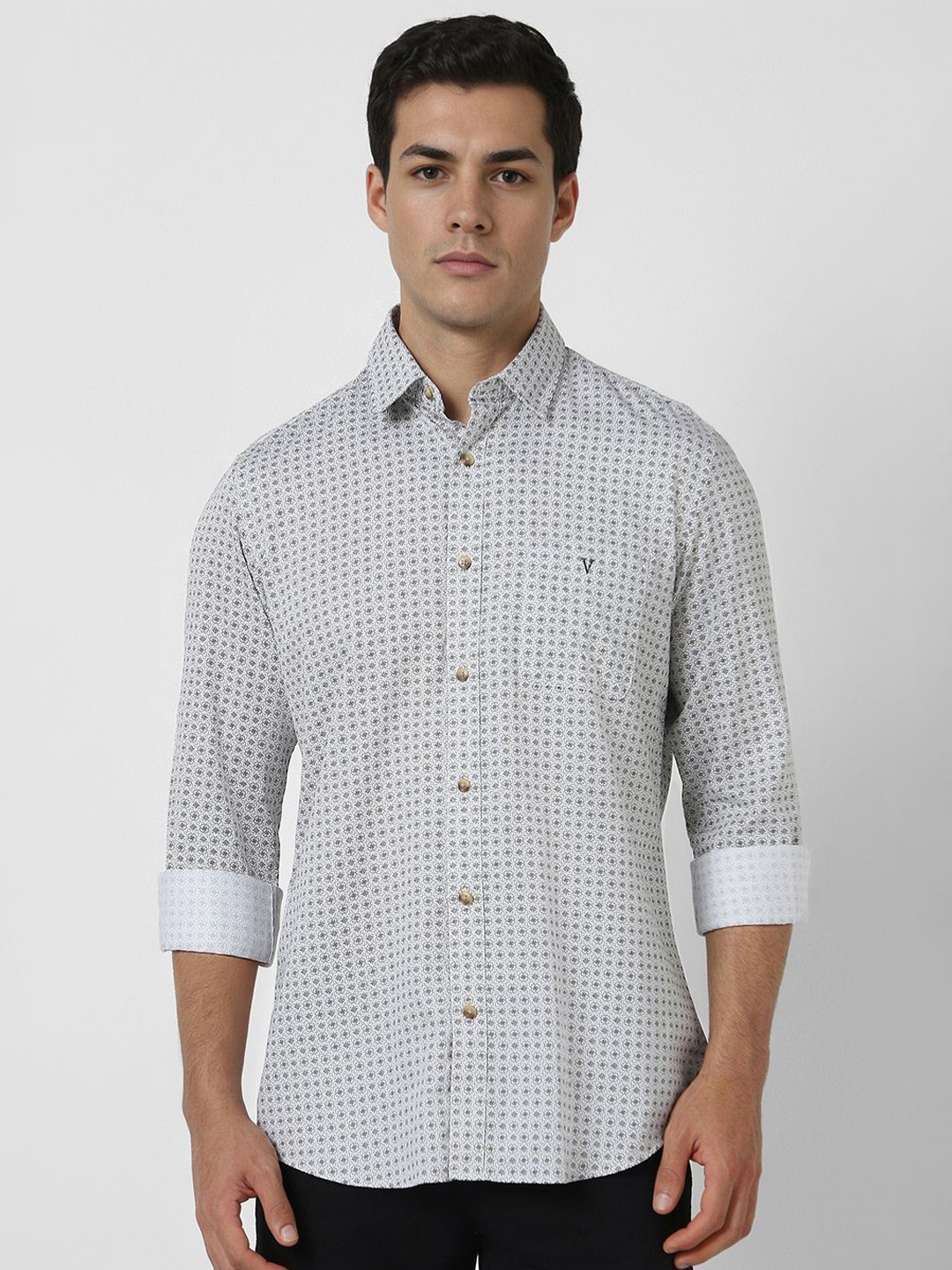 

Van Heusen Sport Men Slim Fit Geometric Printed Cotton Casual Shirt, Grey