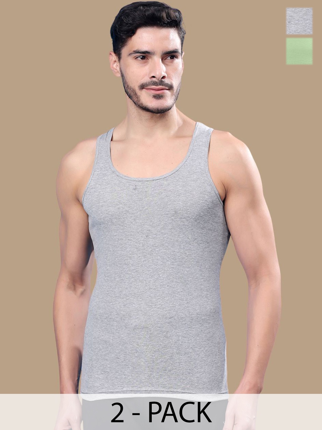 

Friskers Pack Of 2 Cotton Gym Vests 17012025R-04-33, Grey