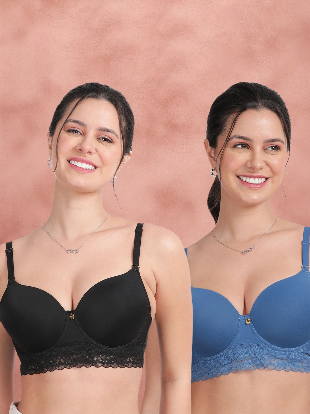 

Susie Women Pack Of 2 Half Coverage Underwired Lightly Padded Bra, Blue