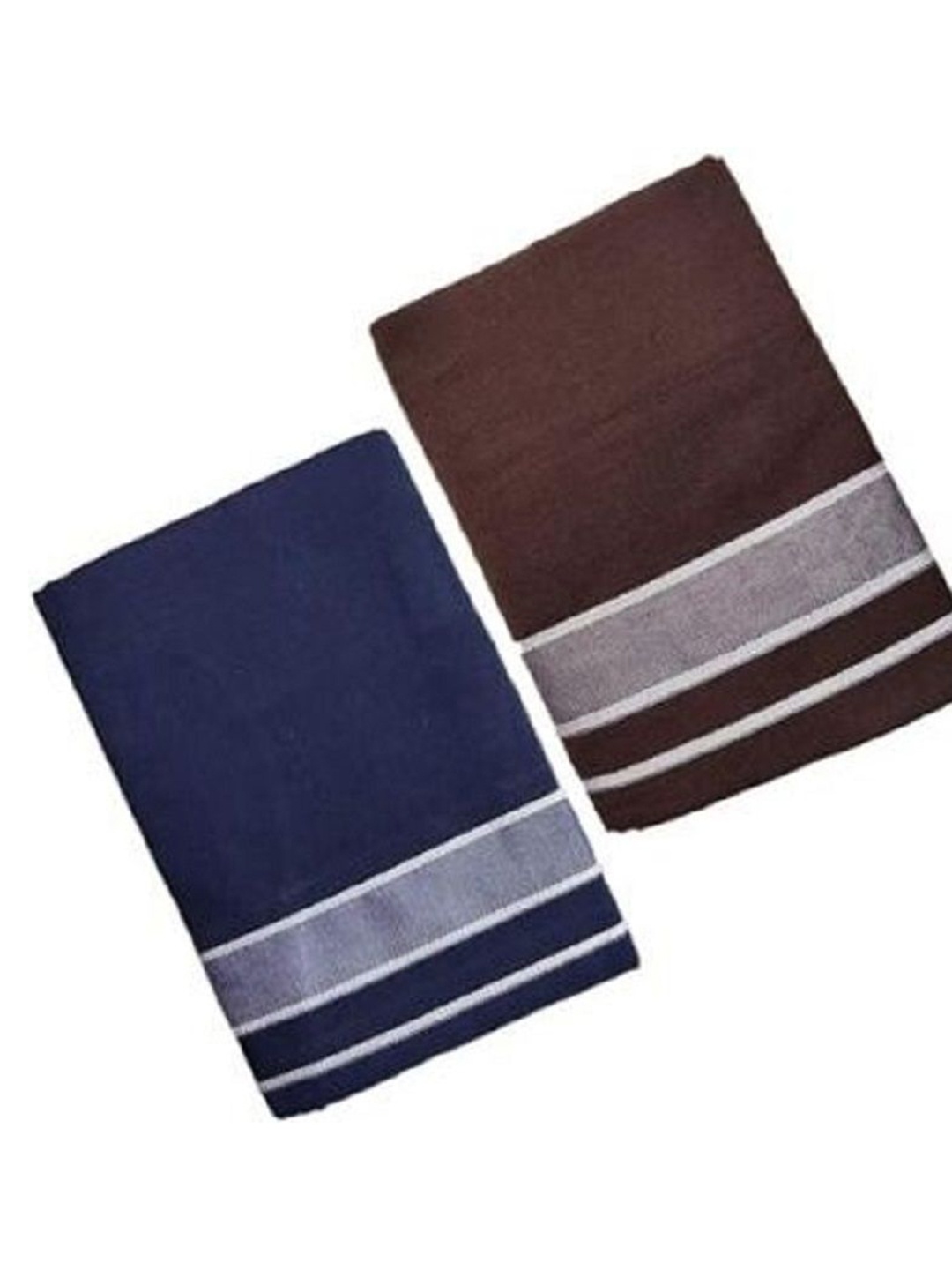 

Suman Tex Pack Of 2 Striped Cotton Lungies, Brown