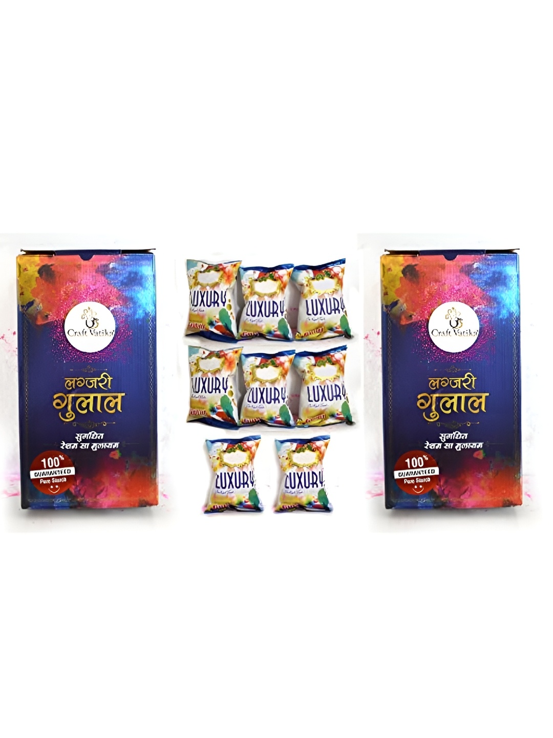 

CraftVatika Blue and Pink 5 Pieces Holi Gulal Powder