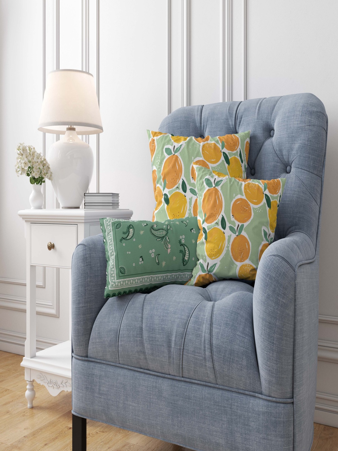 

Vargottam Green Set of 5 Square Cushion Covers