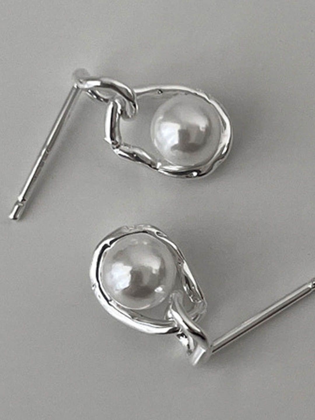 

StyleCast Artificial Beaded Contemporary Shaped Drop Earrings, Silver