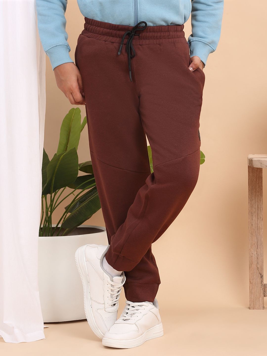

Sweet Dreams Boys Cotton Regular Fit Mid-Rise Joggers, Brown