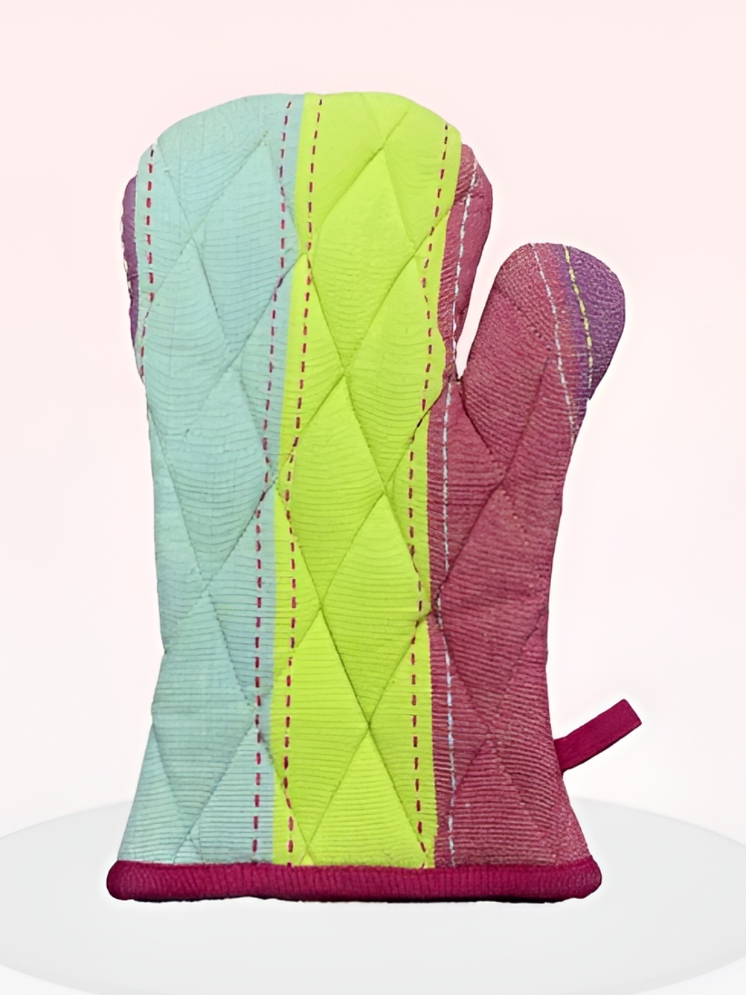 

SAJAVAT Green & Brown Colored Printed Pure Cotton Oven Glove