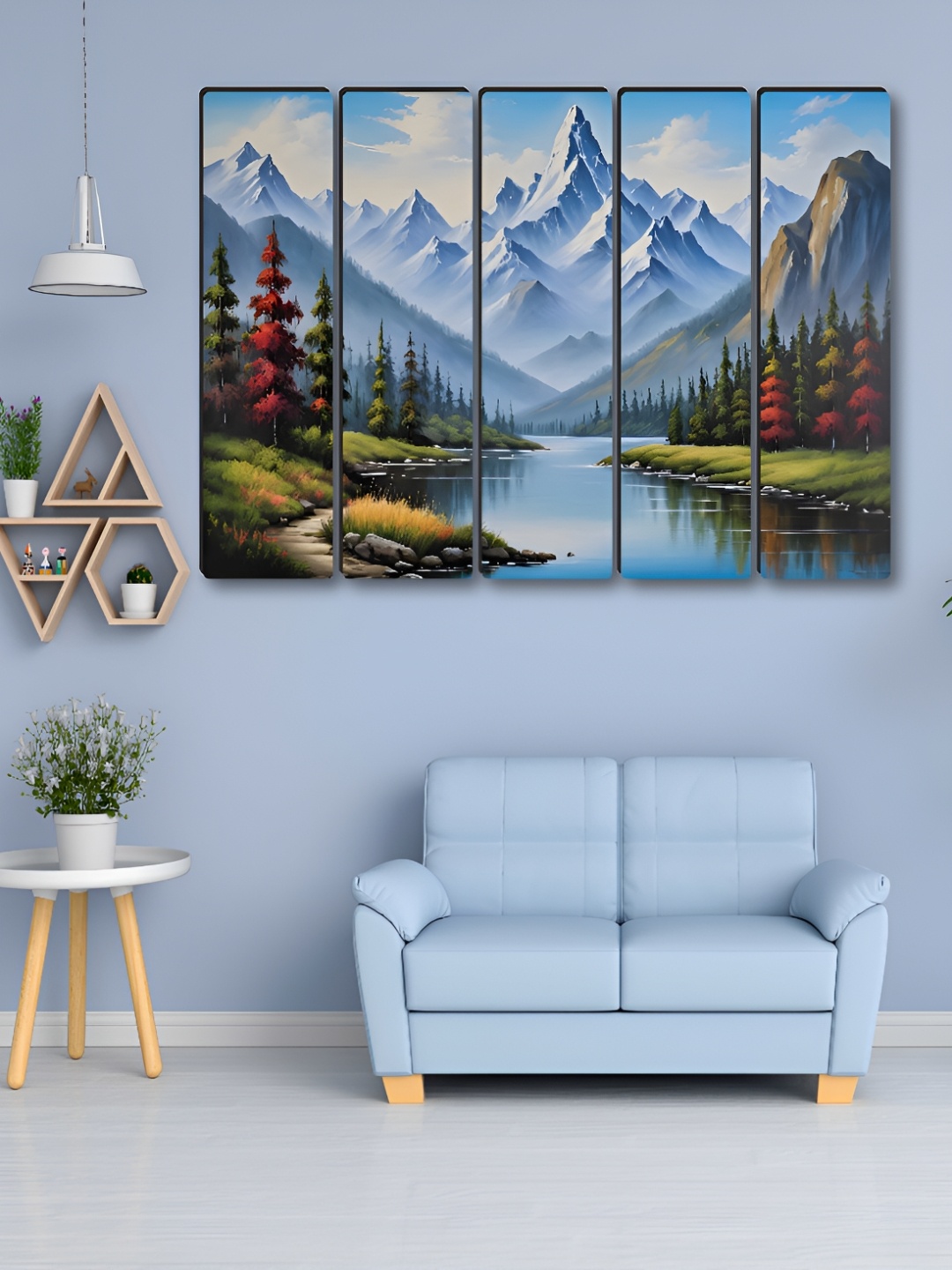 

Aura Blue & Green 5 Piece Synthetic Wood Floral and Botanical Wall Paintings