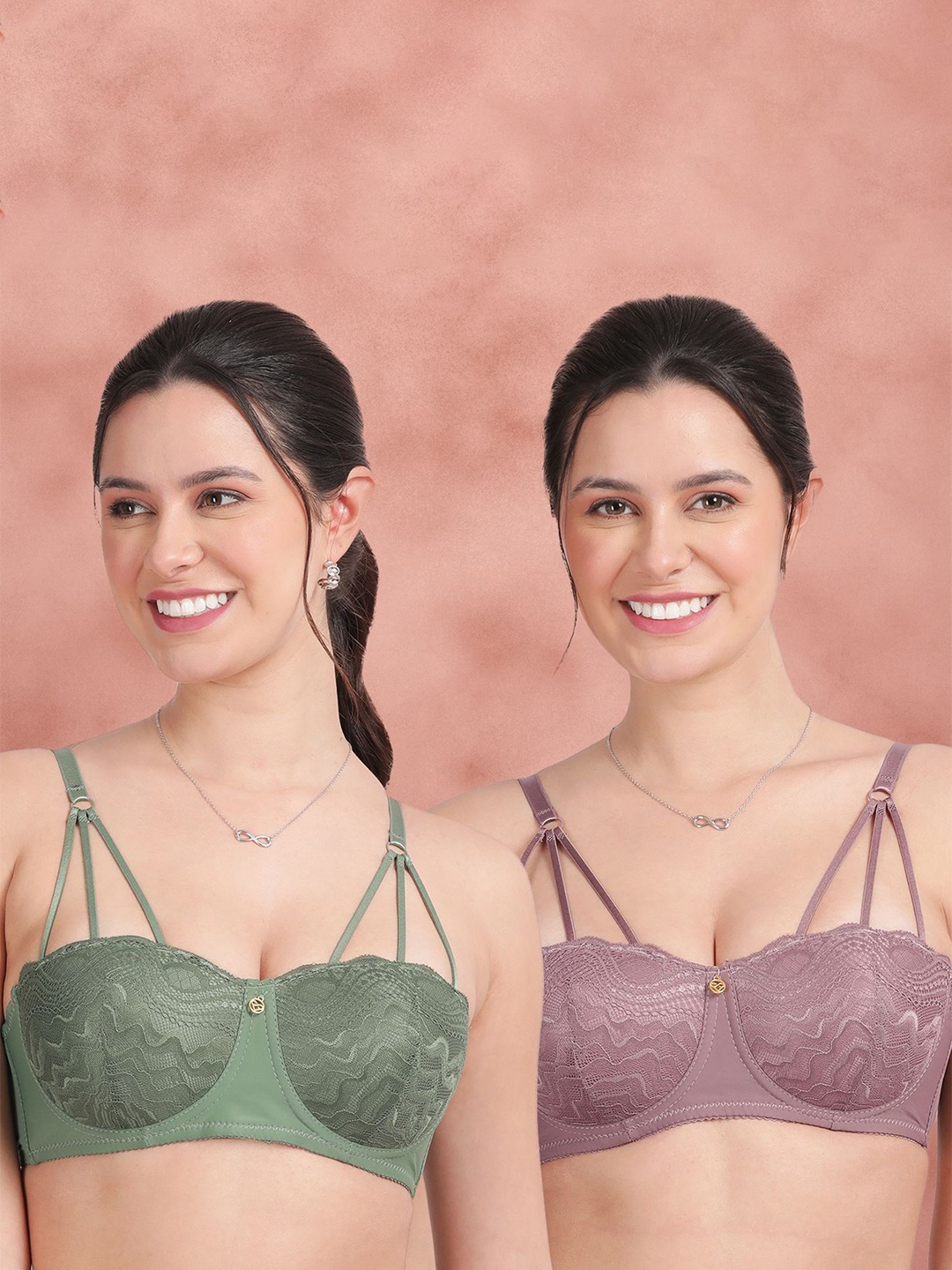 

Susie Women Pack Of 2 Medium Coverage Underwired Anti Odour Lightly Padded Balconette Bra, Pink