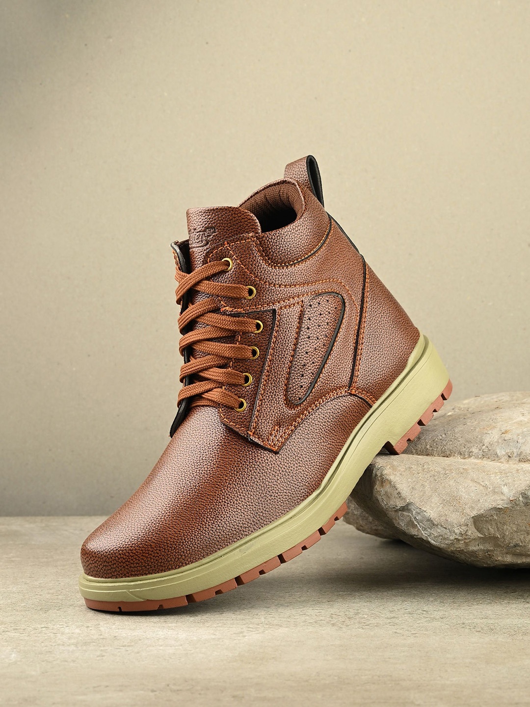 

The Roadster Lifestyle Co Men Block Heeled Regular Boots, Tan