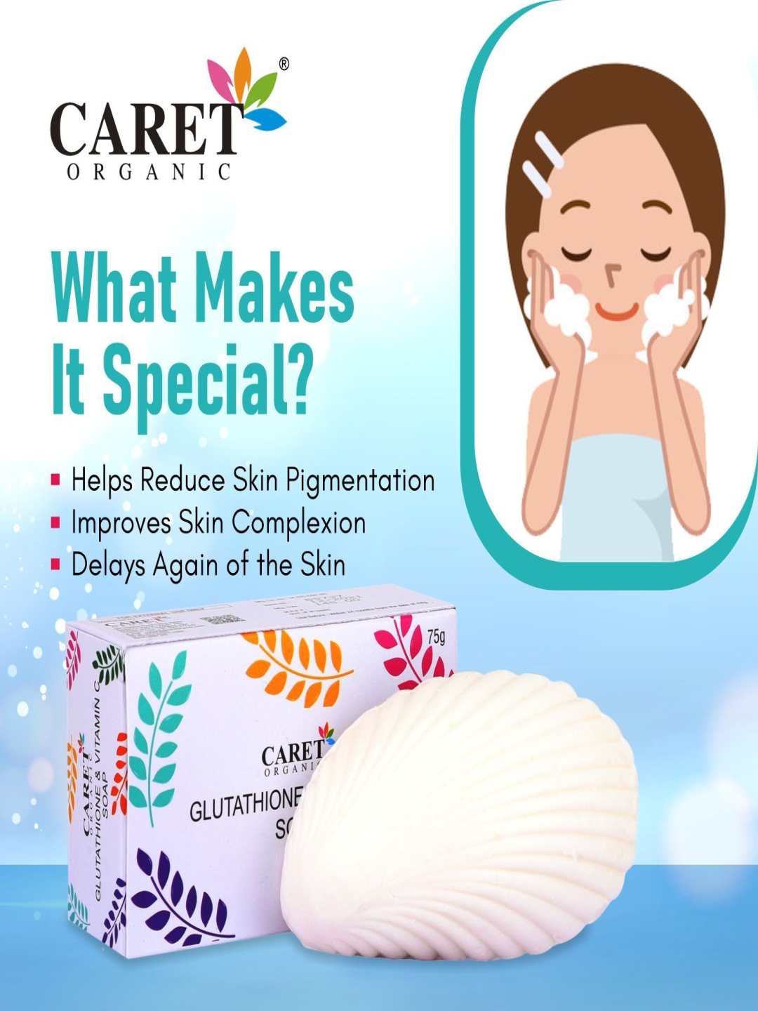 

CARET ORGANIC Set Of 4 Glutathione & Vitamin & Kojic Acid Soap - 75 g Each, Multi