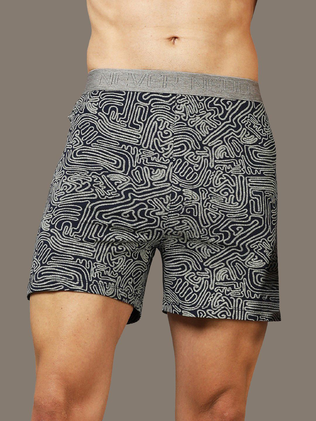 

NEVER NEUD Printed Anti-Bacterial Boxers NN02-M1202-S, Grey melange
