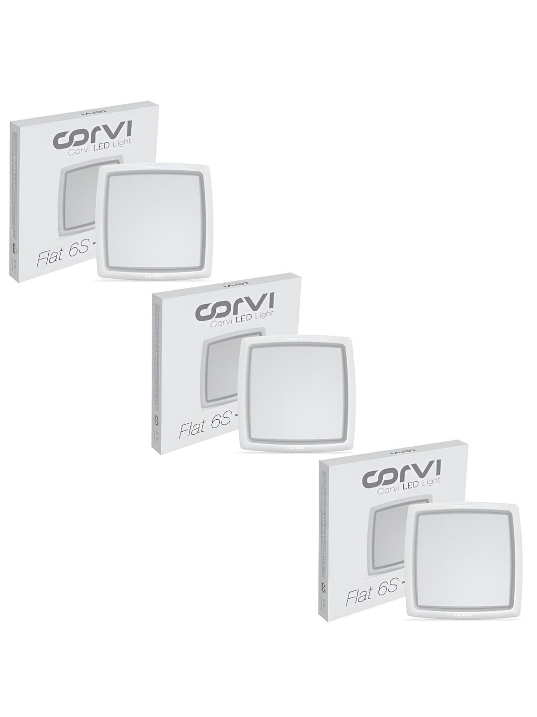 

Corvi White 3 Pieces LED Surface 6S Square 15W Driverless, Dimmable Ceiling Panel Lights