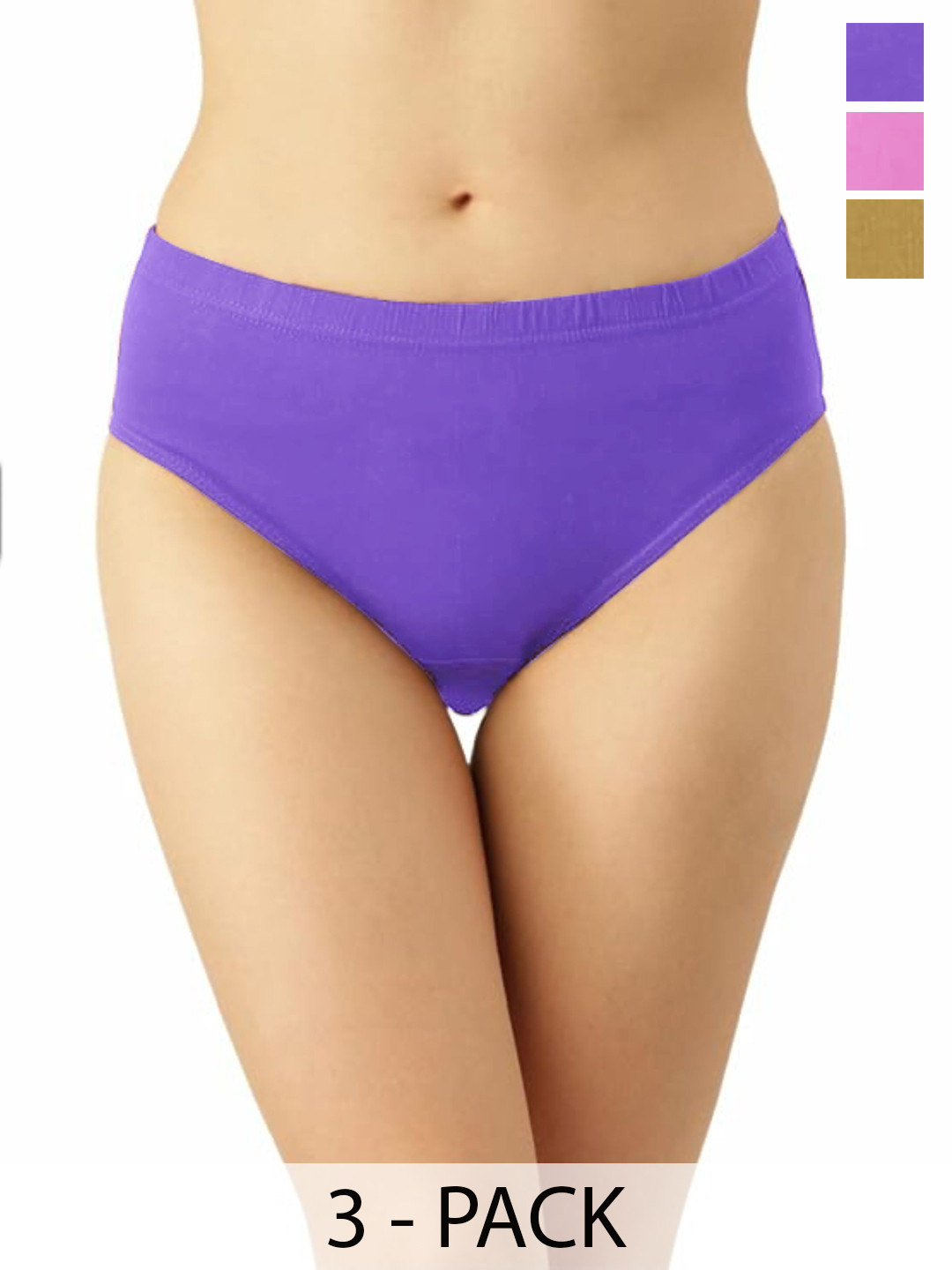 

inner element Women Pack Of 3 Mid Rise Hipster Briefs, Purple
